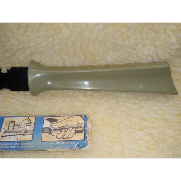 Quikut Quikkle Slicing Knife Stainless 9" Double Edge Forked Green Handle Knife - Picture 5 of 8